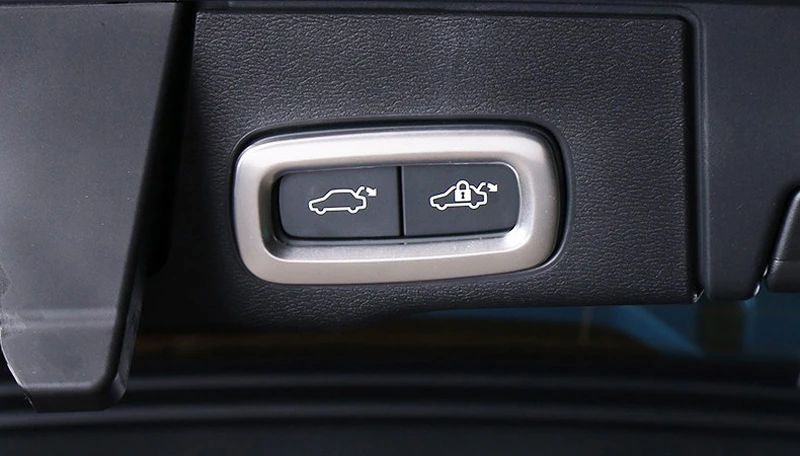 

For Volvo XC60 2018/ XC90 2015 2016 2017 2018 Stainless Matte Interior Rear Trunk Button Frame Sticker Cover 1* Car styling