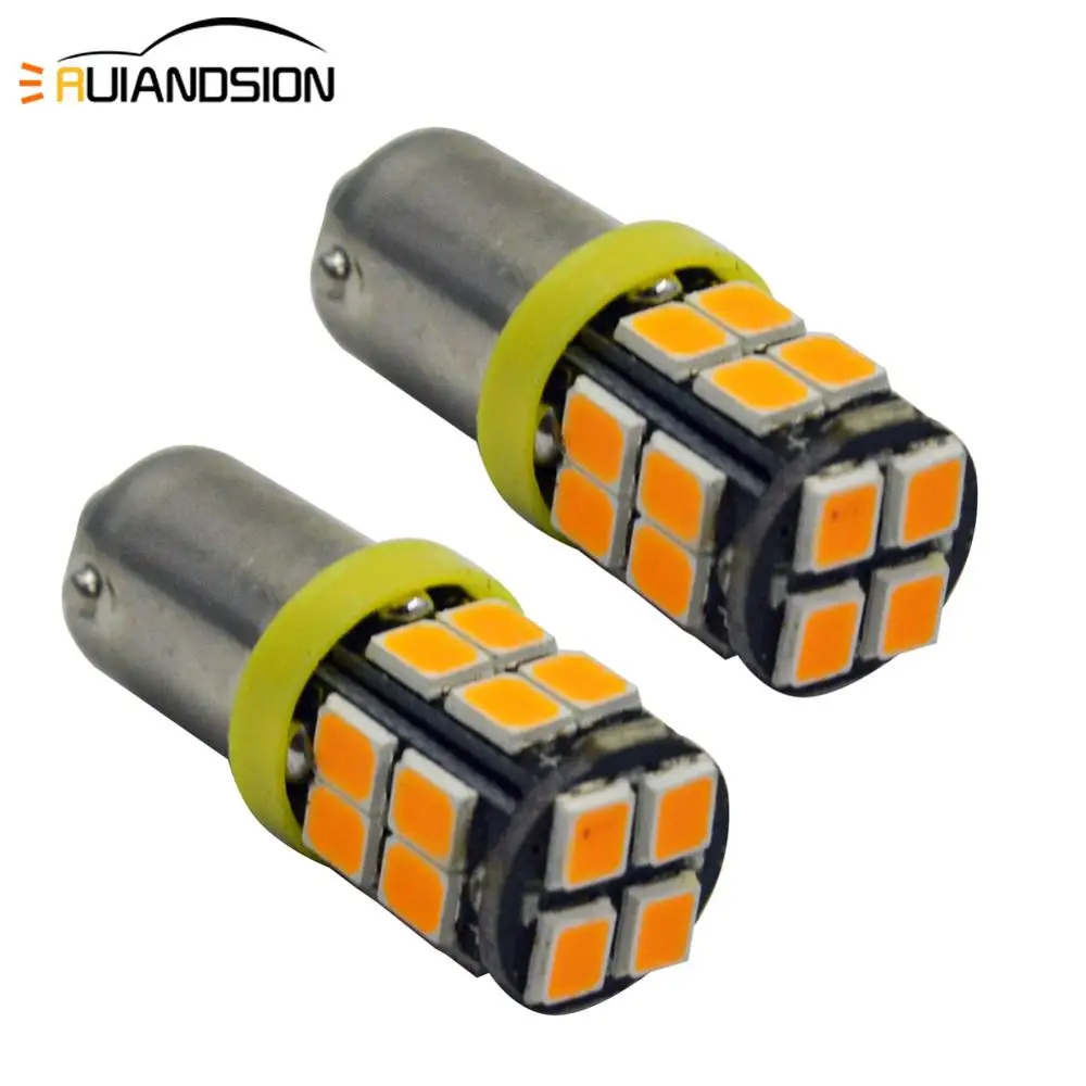 Пара 2 шт. BA9S BAX9S BAY9S 2835 20 SMD Янтарный/желтый светодиодный интерьерные лампы для