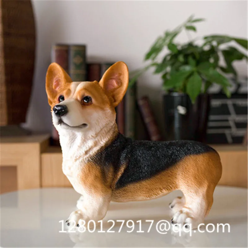

Simulation Animal Cute Puppy Statue Welsh Corgi Home Decor Minimalist Style Resin Action Figure Collectible Model Toy P944
