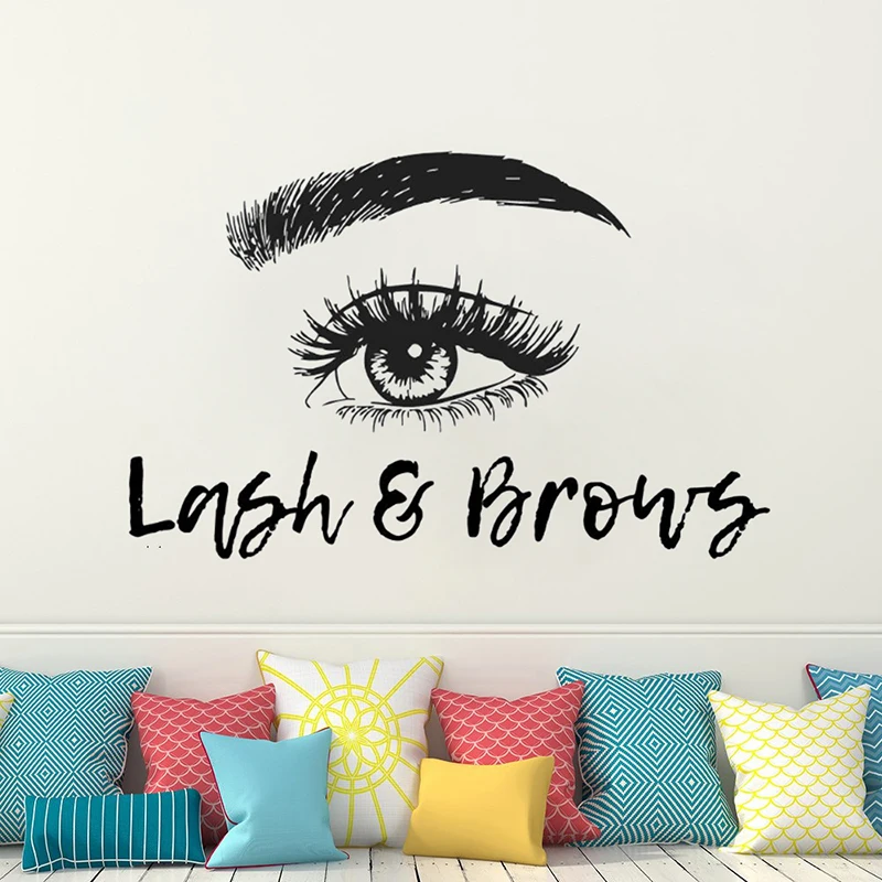 Vinyl Wall Sticker Lashes Mural Eyebrows Beatuy Salon Wall Decals Quote