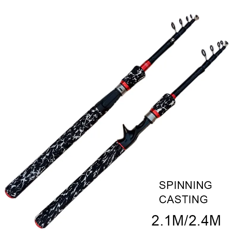 

2.1m 2.4m Rod 6 Section Carbon Spinning Fishing Rod Casting Fishing Pole Lure