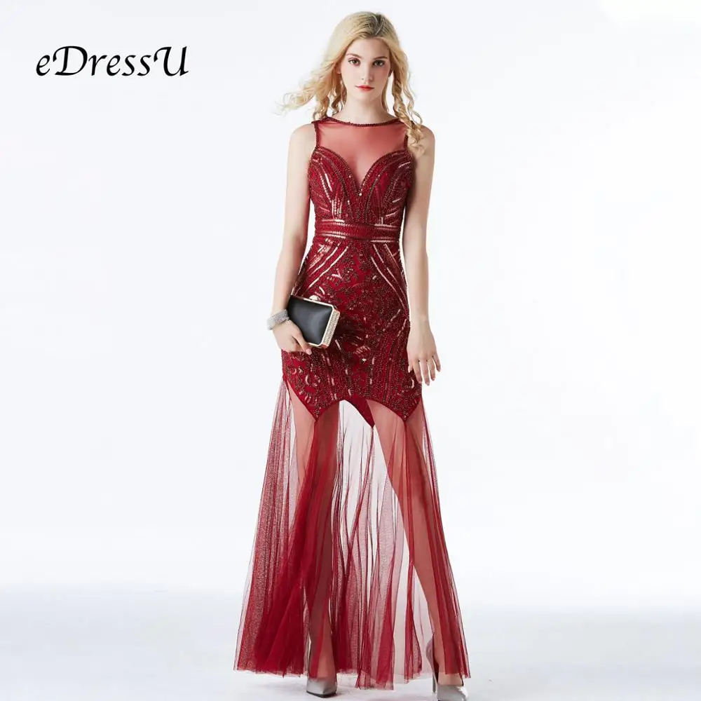 Вечернее платье для вечеринки, женское длинное платье с блестками, винтажное торжественное платье, ярко-красное, Vestidos de Fiesta Robe de Soiree Abendkleid CZ-LF27
