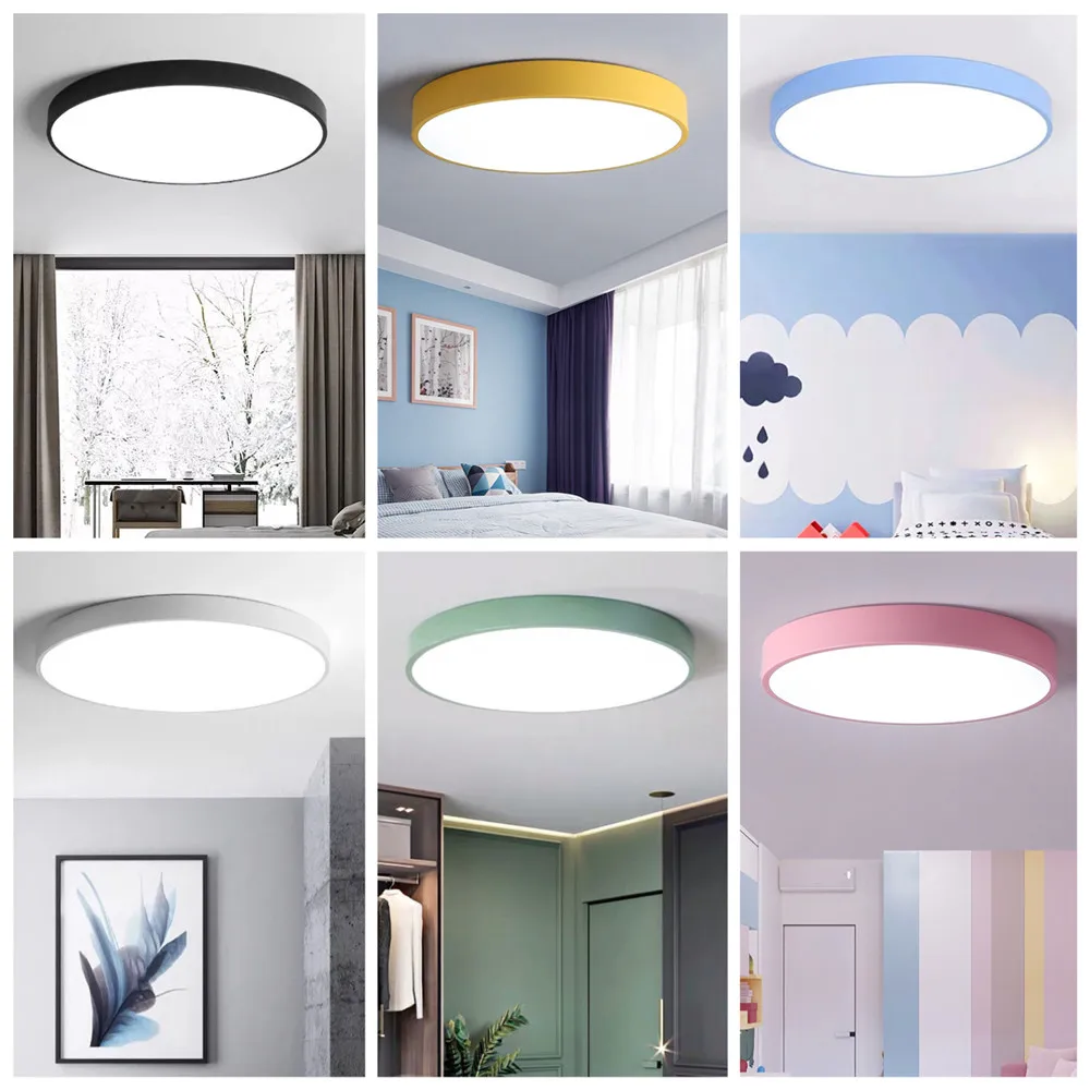 

Nordic Simple Round Macarons Color Bedroom LED Ceiling Lights Modern Lamp Living Room Lighting Children room luminaires