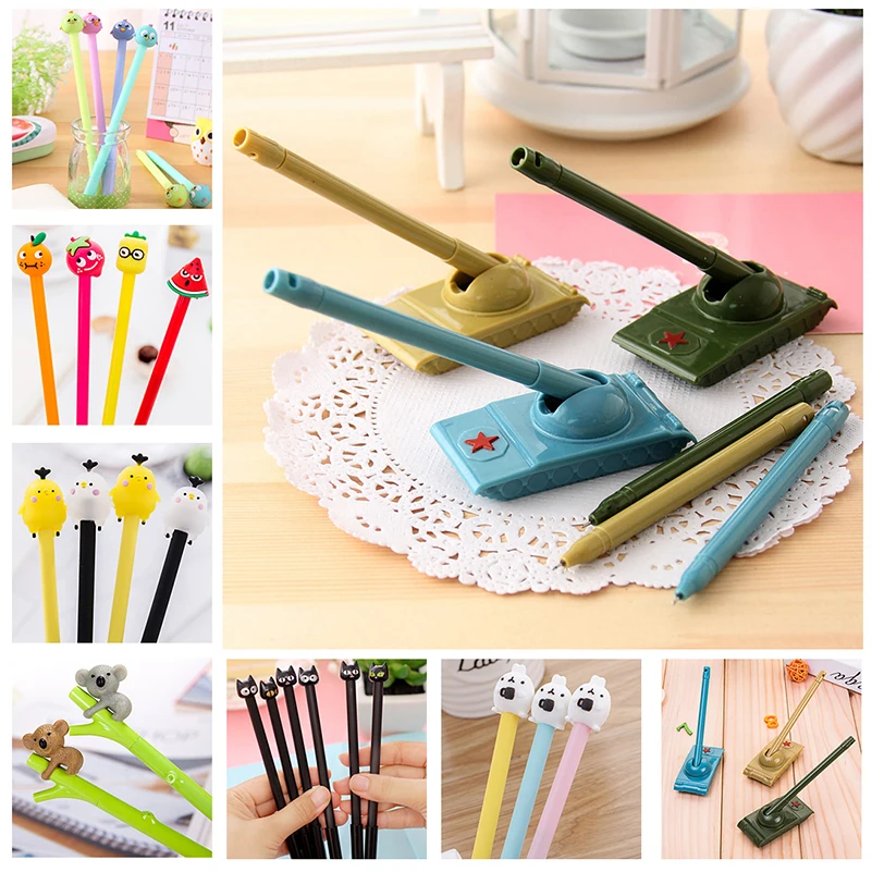 

Creative Tank Koala Cat Gel Pen School Office Supply Stationery Kawaii Fancy Emoji Fruit Chicken Kids Black Ink Art Accessories