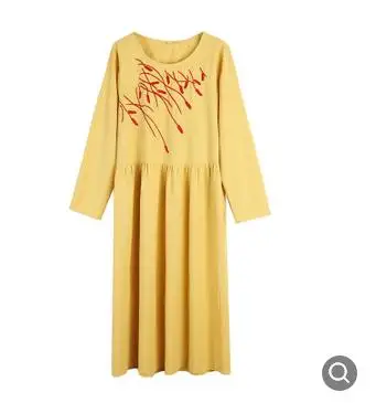 Maternity Dresses 2019 Spring New Loose Literary Embroidery Vintage Solid Color Cotton Linen Clothes for Pregnant Women QL8539