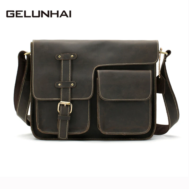 

2019 New New Arrival Nylon Men Bags Genuine Leather Men's Briefcase Crazy Horse Crossbody Shoulder Handbag Messenger Bag 1050