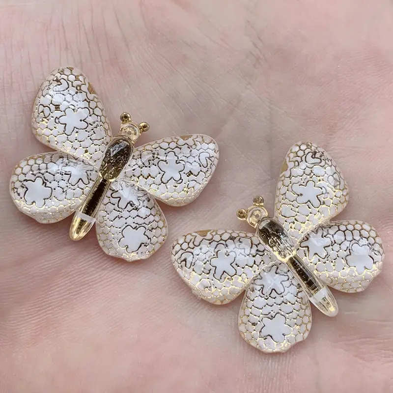 

New Butterfly Rhinestones Trimming Colorful Resin Hotfix Strass Crystal for Wedding Decoration 25*32mm 10pcs -A195