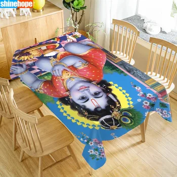 

Customize Tablecloth Lord Krishna Oxford Cloth Dust-proof Rectangular Table Cover For Party Home Decor 100X140cm140x250cm