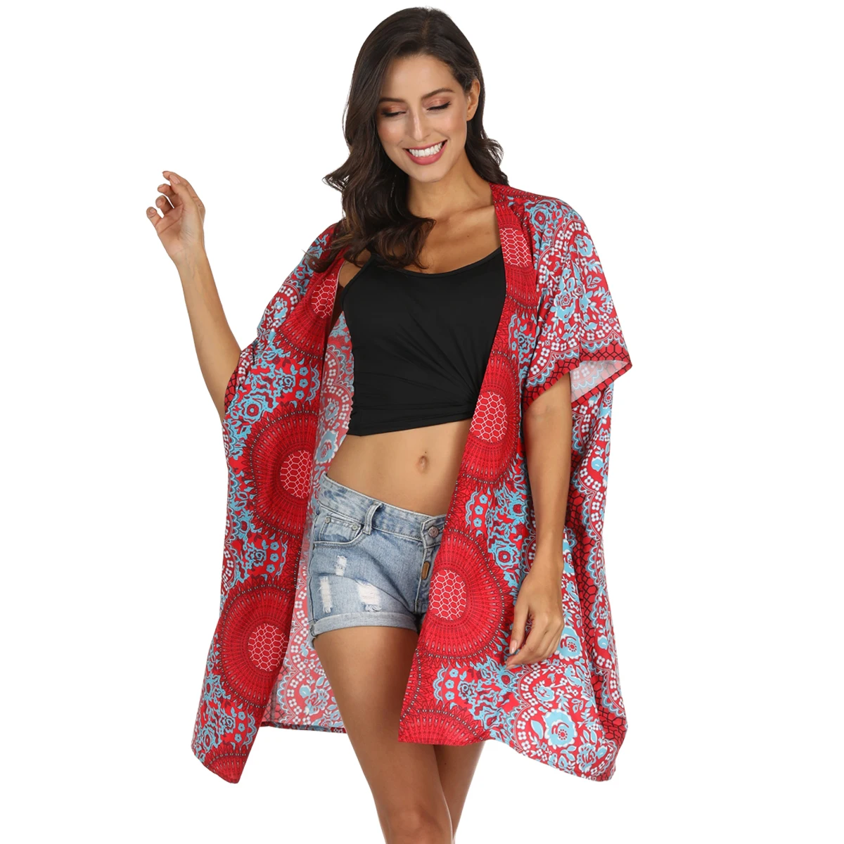 

2019 New Summer Blouse National Wind Digital Printing Quick-Drying Hawaiian Wind Loose Thin Clothing Sun protection Women Shirt