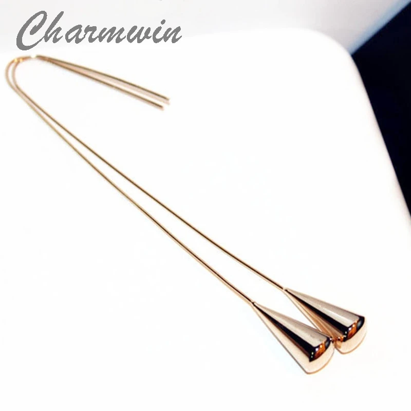 Женские серьги подвески Charmwin длинные золотого цвета модные ювелирные изделия