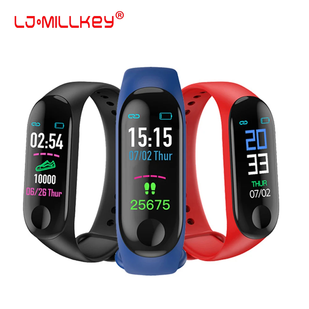 

M3 Fitness Smart Bracelet Blood Pressure & Heart Rate Monitor Colorful Touch Screen Smart Band Wristband Step Counter
