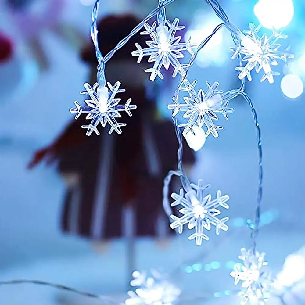 

LED String Lights 10 20LED Battery-Operated Fairy String Lights Snowflake Decorations for Home Church Holiday Wedding Birthday
