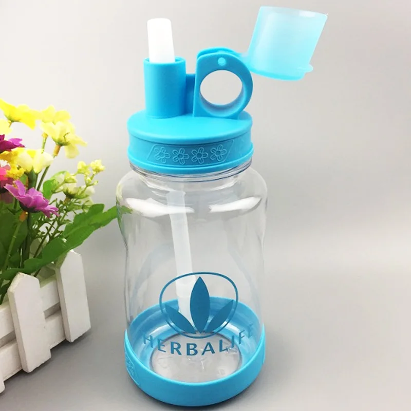 Wholesale-600ml-High-Quality-Food-grade-Plastic-4-candy-color-Herbalife-fit-Sports-Straw-water-Bottle