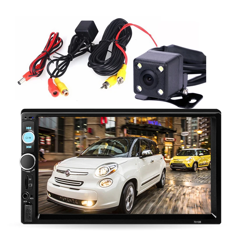 Lcd сенсорный экран автомобильный Радио плеер Bluetooth 7 дюймов 2 Din автомобильный аудио дополнительно 170 градусов CCD зеркало с экраном камеры заднего вида ссылка - Цвет: with camera