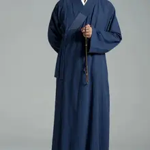 Мужская Летняя стирки хлопок и лен буддийские костюм священника лежал костюмы для медитации боевых искусств кунг-фу форма темно-синего цвета