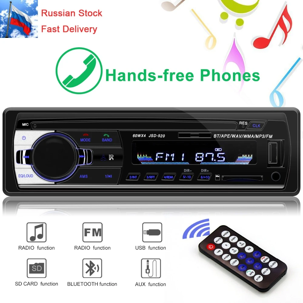 AUX MP3 Input Single Din SD Bluetooth Audio and Calling Wireless Remote Control Support USB AM/FM Radio Receiver AGPTEK Bluetooth Car Stereo LCD Display Built-in Microphone AUX MP3 Input Single Din SD Bluetooth Audio and Calling Wireless Remote Control Support USB AM/FM Radio Receiver AGPTEK Bluetooth Car Stereo LCD Display Built-in Microphone