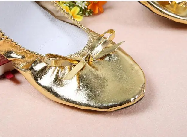 ; женская обувь для танцы живота; Кожаные балетки золотистого цвета; обувь для занятий танцами; украшенная бабочкой Size34-41;