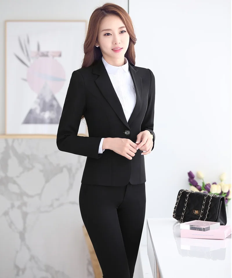 Novelty Black Autumn And Winter Professional Formal Uniform Design Work ...