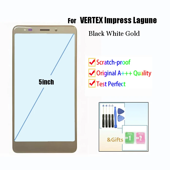 Цена Новинка 5,0 дюймов для VERTEX Impress Lagune сенсорный экран стеклянная Сенсорная панель объектив стекло дигитайзер для VERTEX Impress Lagune сотовый телефон