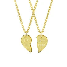 GORGEOUS TALE 2017 Stainless Steel Romantic Peach Heart Combination BEST FRIENDS Letter Gold Pendant Necklace Set N00109 friends f12 stainless steel combination lock silver