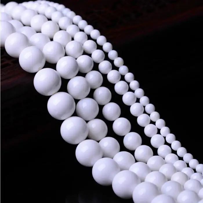 

Wholesale 15.5"/String White Clam Stones Round Loose Natural Stone Beads 4 6 8 10MM Pick Size DIY Bracelet Jewelry Making N-14