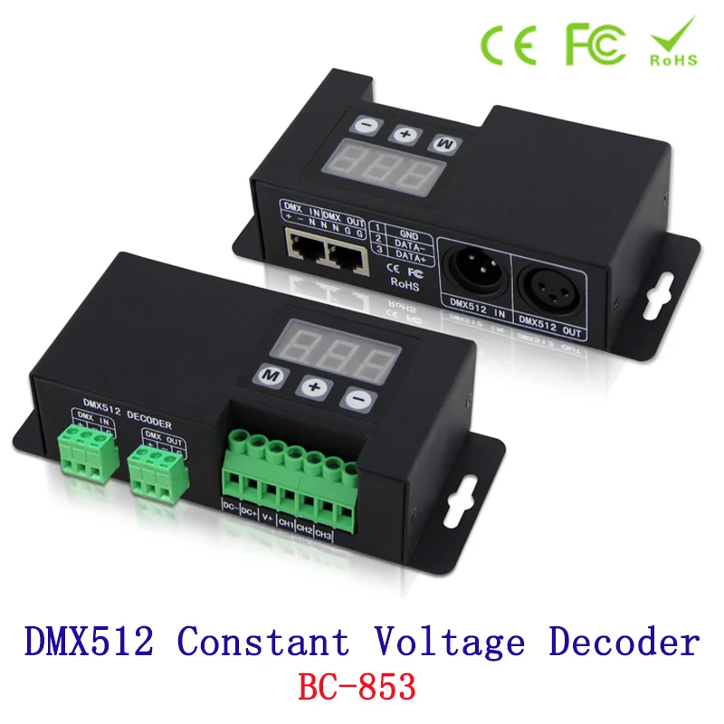 NEW DMX512 3CH Constant Voltage Decoder Input Signal DMX512/1990 LED Controller Output Signal Constant Voltage PWM x3 DC 12V 24V signal isolation transmitter current voltage transmitter multiple input multiple output 4 20ma 0 5v 0 10v