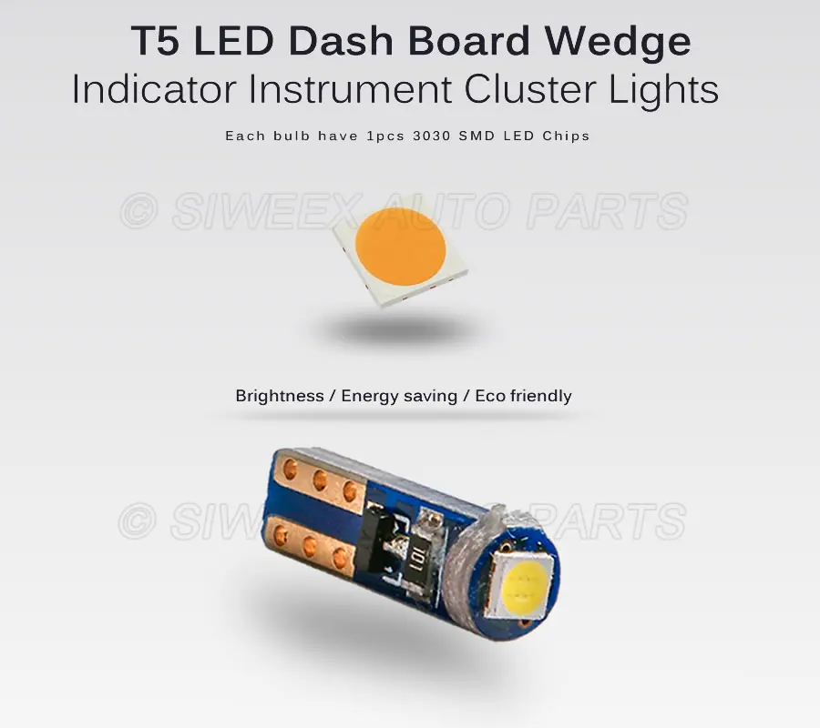 4 шт. W3W T5 светодиодный 1SMD 3030 автомобильная лампа Canbus Error Free лампа приборной панели лампы светодиодные фонари белый/синий/зеленый/IceBlue/розовый/красный/желтый 12V