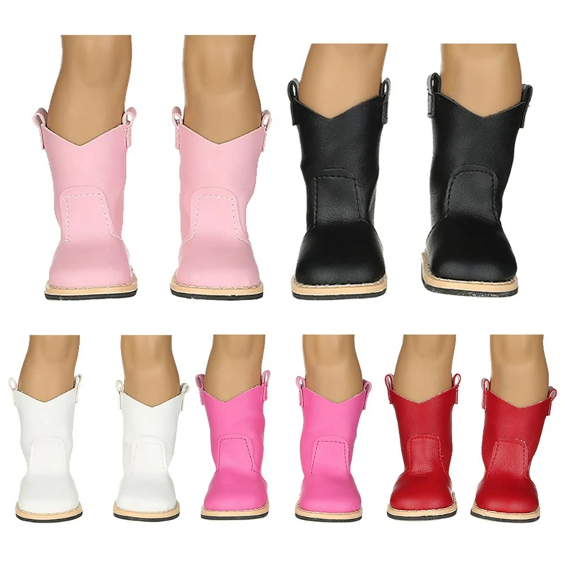 

2019 New Solid Color Leather Knee High Boots For Fit 18 Inch Doll Accessories For Dolls
