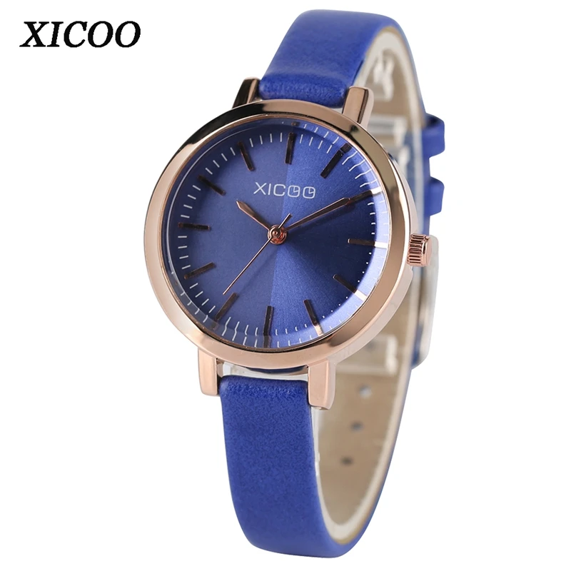 

XICOO Elegant Women Watch Quartz Slim Sapphire Leather Strap Luster Dial Refined Ladies Dress Wristwatch Fashion Quartz Clock