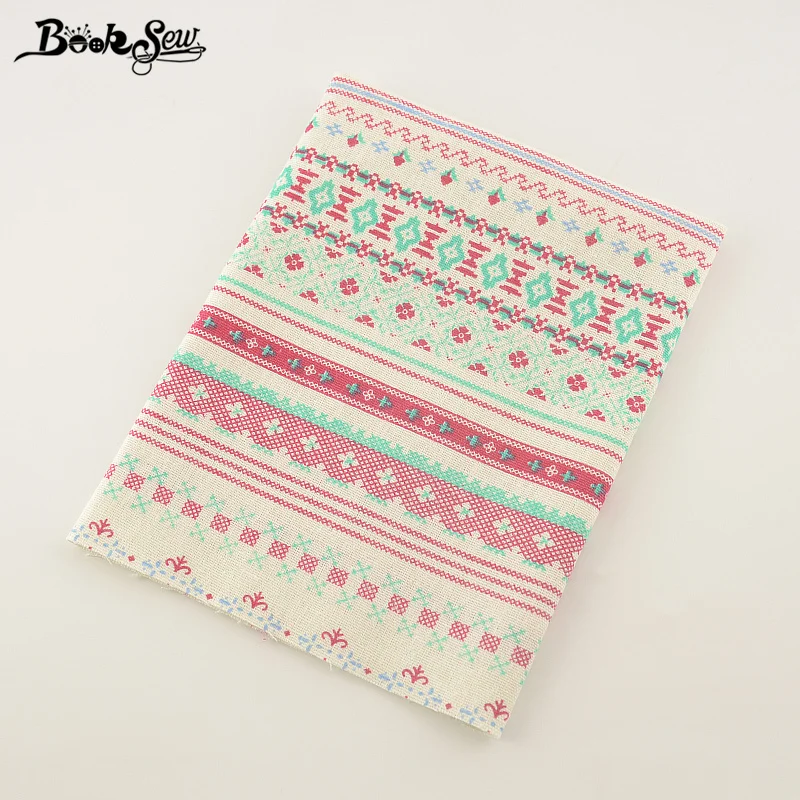 

Booksew Home Textile Cotton Linen Fabric For Tablecloth Pillow Bag Curtain Cushion Zakka Pink Pattern Sewing Material Tissu