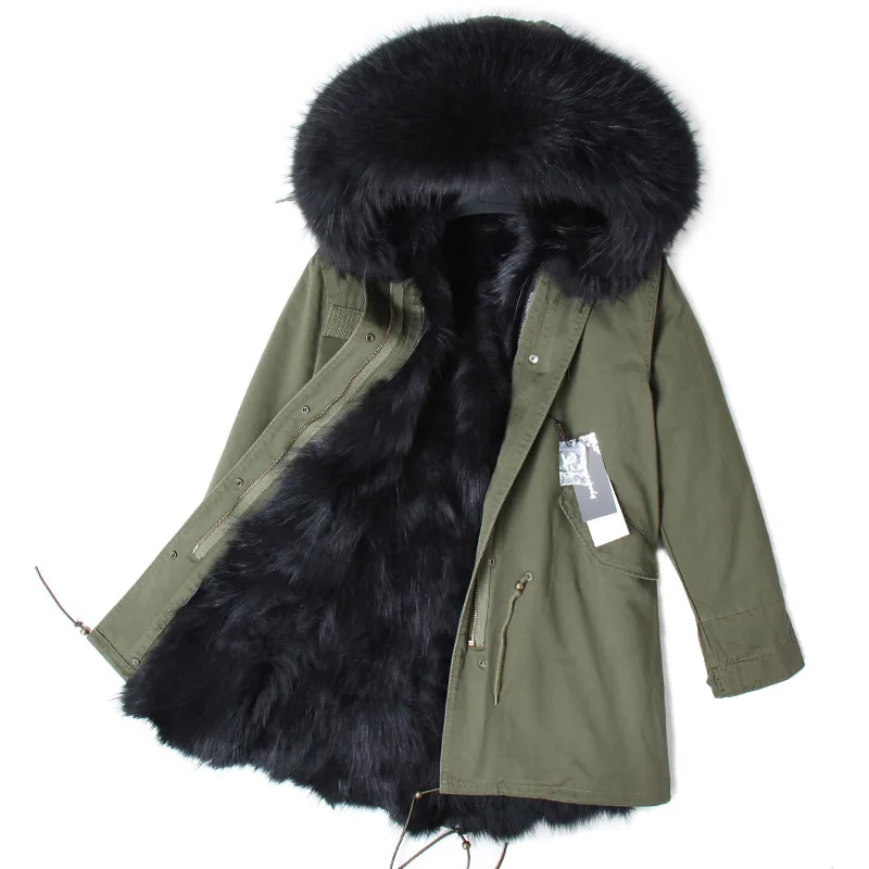 

Popular Men Causal Parkas Winter Racoon Dog Fur Lining Warm Clothing Male Long Fur Parkas Racoon Dog Fur Hood Jacket Real Fur