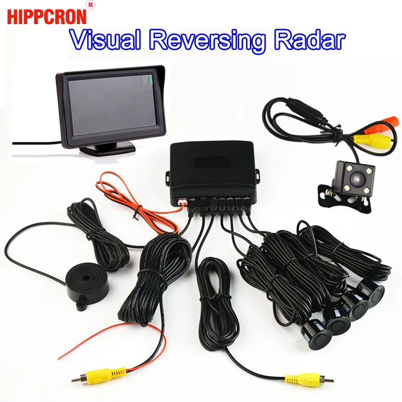 

Rearview Camera Buzzer Car Parking Sensor Kit Visual Reversing Assistance Radar 22mm 4 Sensors Sound Alert System Car Monitor