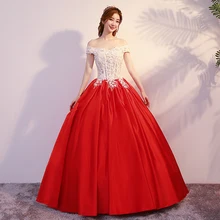 Vestidos De 15 Anos Quinceanera, новинка года, красное платье, сексуальные платья принцессы с открытыми плечами для девочек, сатиновое милое бальное платье с кристаллами, 16