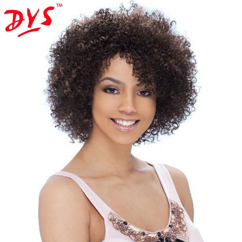 

2016 Hot Sale Curly Synthetic Wigs For Black Women Short Black Cheap Wig Blond With Bangs Pixie Cut Wig Heat Resistant For Lady