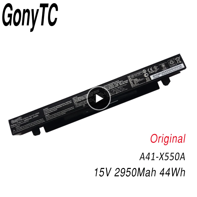 Gonytc 15 V 44Wh 2950 мА/ч, A41-X550a Батарея для Asus A41-X550 X550C A450 A450C A450L A450LB литий-ионный аккумулятор для ноутбука Батарея