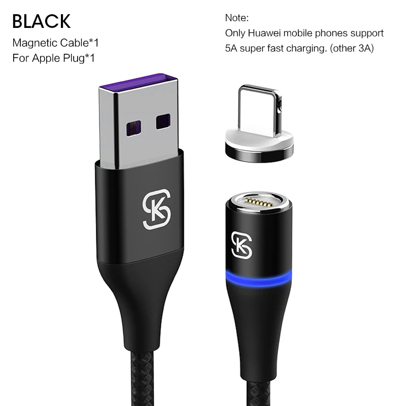 Магнитные кабели micro usb c для передачи данных SIKAI 3 в 1 5A 3A супер быстрая зарядка для iphone huawei мобильный в автомобиле QC 4,0 Реверсивный магнит - Цвет: Black for iphone