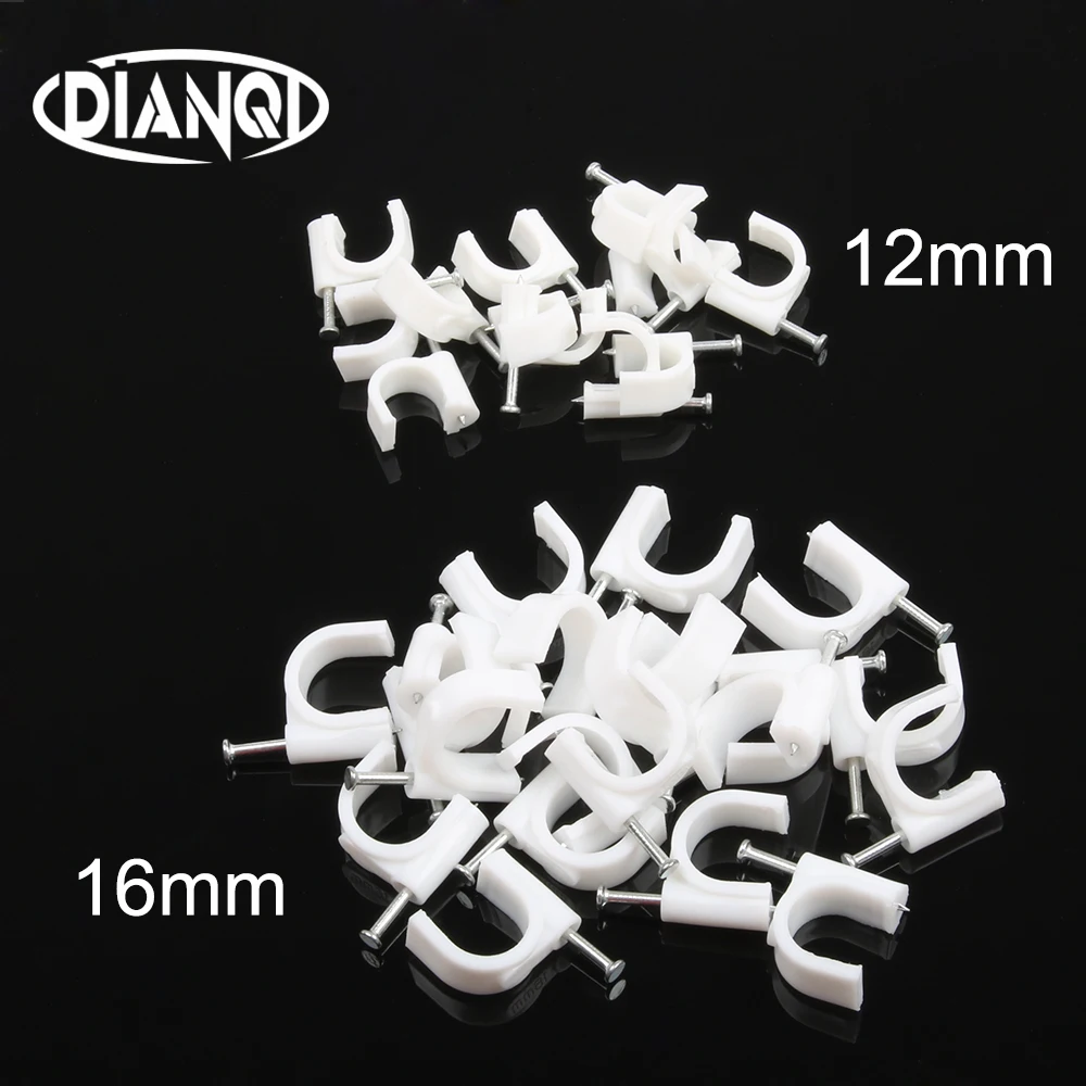 

Nylon Circle Path PE Plastic white 12mm 16mm Circle Cable Clip C Shaped High Carbon Steel Nails Cable clips Wire Wall holder