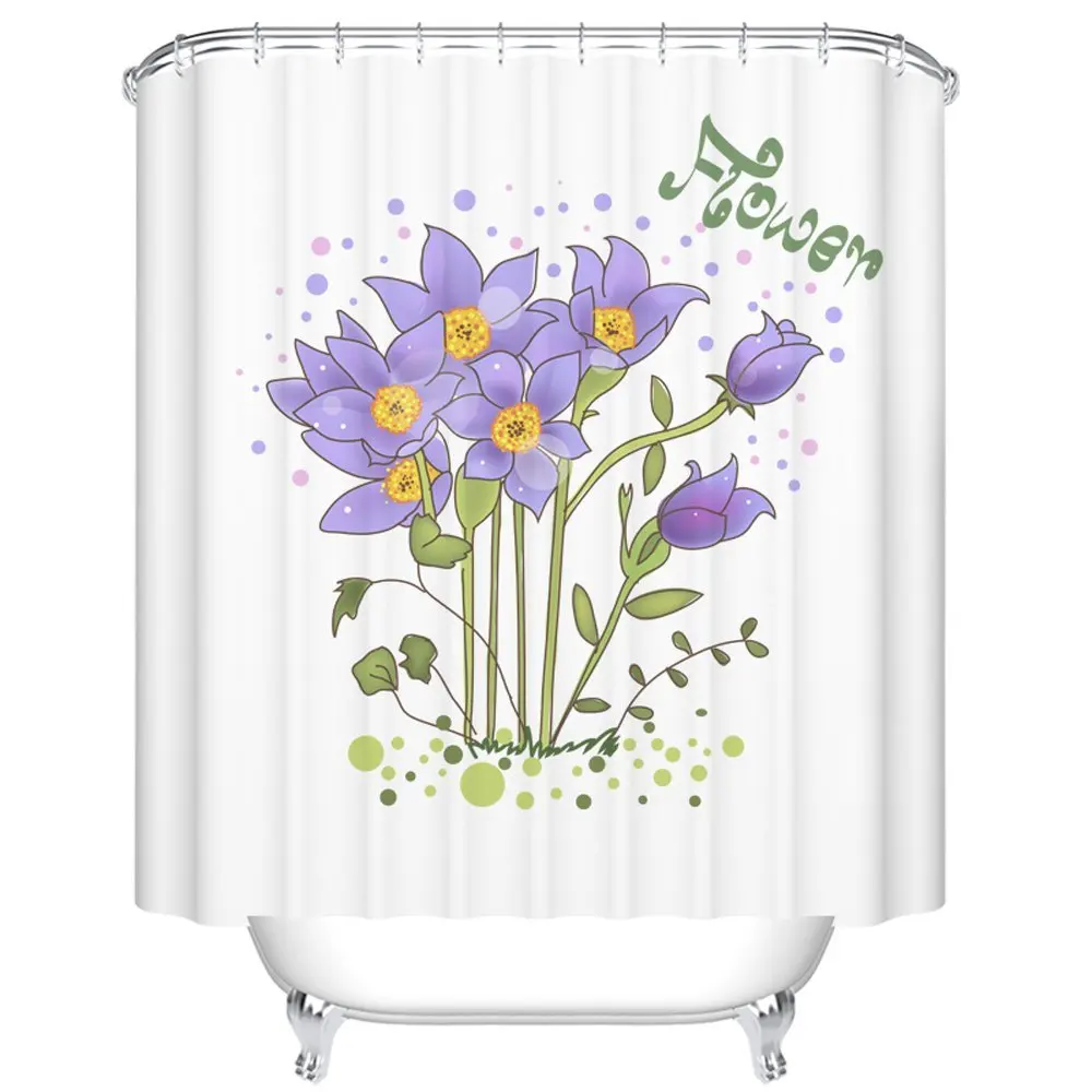 NanNingShiClear Shower Curtain Purple Flower Beautiful Fabric Shower