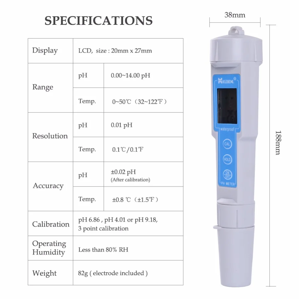 Waterproof CT 6023 Digital PH Tester Pen type PH Meter Portable PH