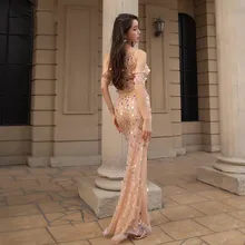 Professional элегантный танцор конкурс костюм Шампанское длинная юбка блестки на платье короткий рукав Топ Фея шоу наряд