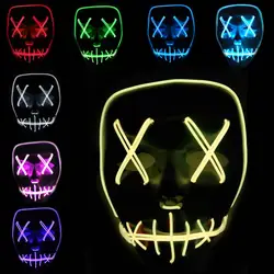Новый Ночной вечерние Косплэй освещения гримаса маска светодиодный свет мигает череп маска скелет Хэллоуин Rave вечерние пользу Косплэй