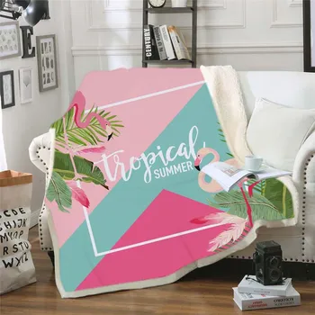 

Flamingo Leaves Blankets Print Air Conditioner Throw Blankets Bedding Sheet Bed Sofa Cover Thick Picnic Home As Mat Gift Cobija