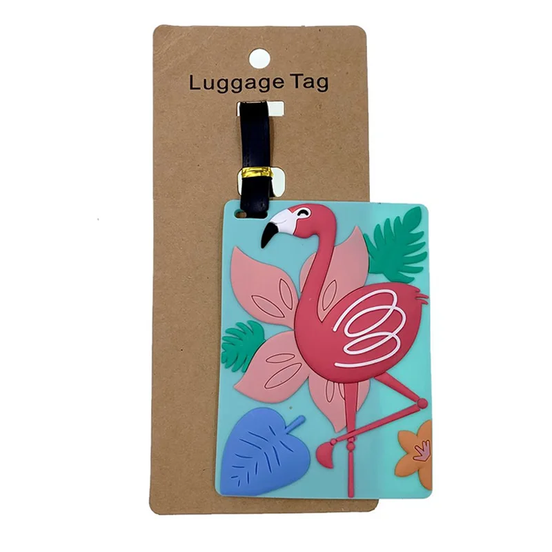

Travel Accessories Luggage Tags Silica Gel Cartoon Flamingos Suitcase Holder Portable Label Baggage Boarding ID Addres Credit