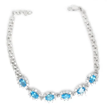 

2017 Real Qi Xuan_Free Mail Blue Stone Elegant Bracelets_S925 Solid Silver Fashion Blue Bracelets_Manufacturer Directly Sales