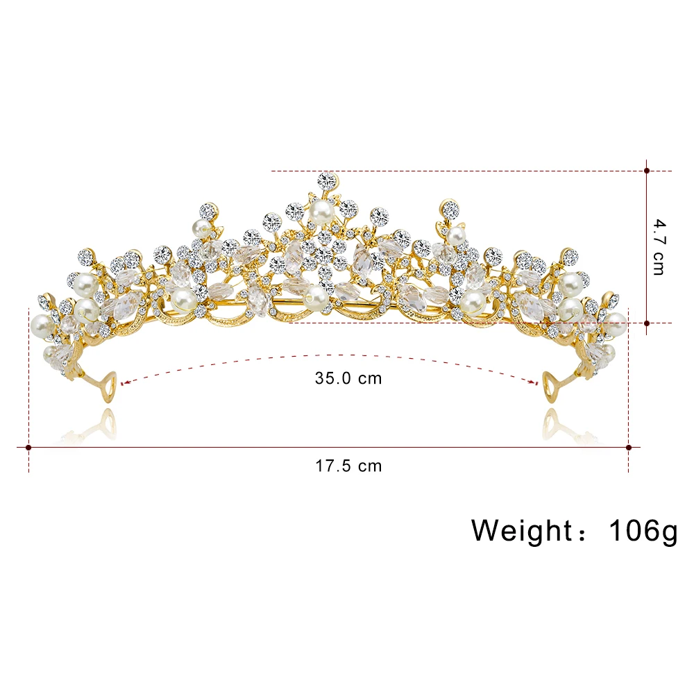 TREAZY Мода золото/серебро Цвет с жемчугом и кристаллами Свадебная Диадемы короны Pageant День рождения свадебные аксессуары для волос для Для женщин