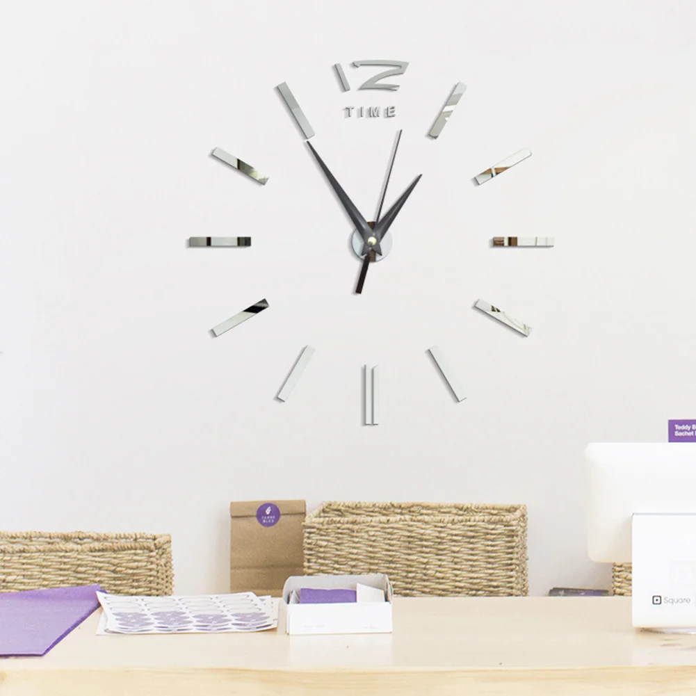 

Fashion Sticker Wall Clock Living Room Home Decor Frameless DIY Quartz Needle Modern Large 3D Mirror Office Circular Mute