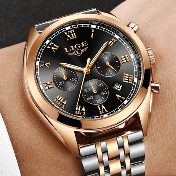 

2018 New LIGE Mens Watches Top Brand Luxury Business Quartz Watch Men Fashion Sports Stainless Steel Clock Relogio Masculino+Box