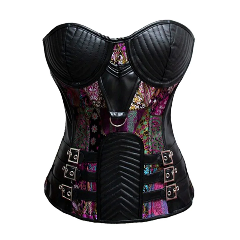 S-2XL Vintage Gothic Clothing Plus Size Black Overbust Corset Burlesque Steam punk Corsets And Bustiers Korsett For Women (4)