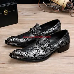 Пикантные Европейский стиль Большие размеры мужская модельная кожаная обувь без шнуровки бархатные Лоферы тапочки формальная обувь