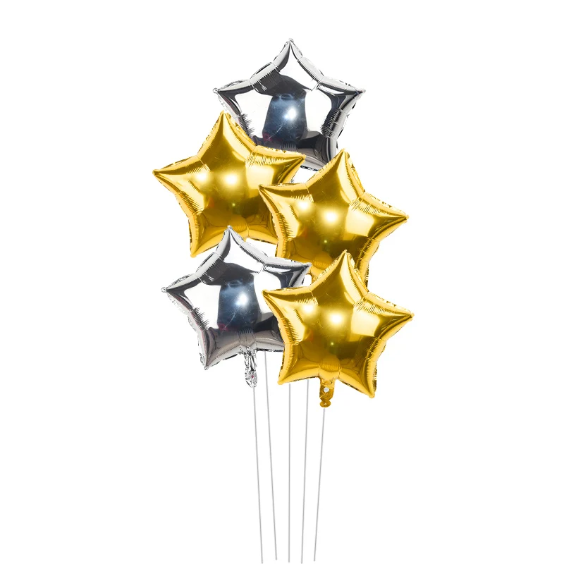 5 шт. 18 дюймов золотой серебряный шар звезда из фольги Свадебные шары украшения для душа ребенка детские шары для дня рождения - Цвет: gold silver